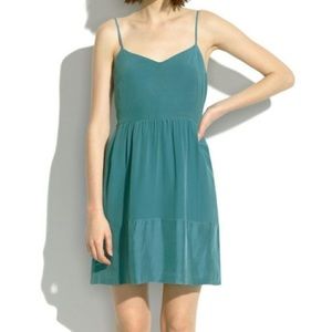 Madewell Silk Bordershine Teal Dress